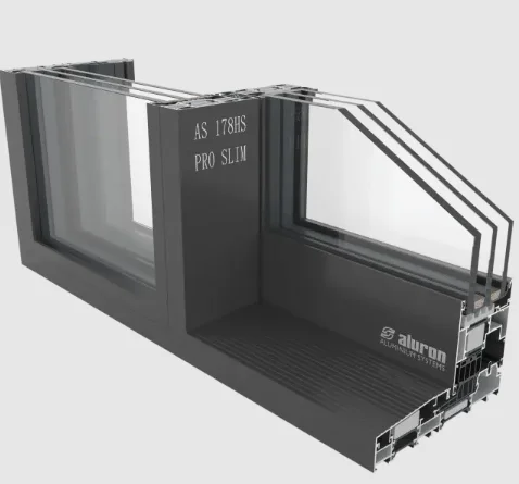 Przekrój aluminiowego systemu przesuwnego HST z niską szyną progową